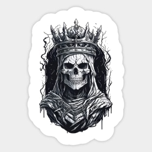 undead skull wearing crown Sticker